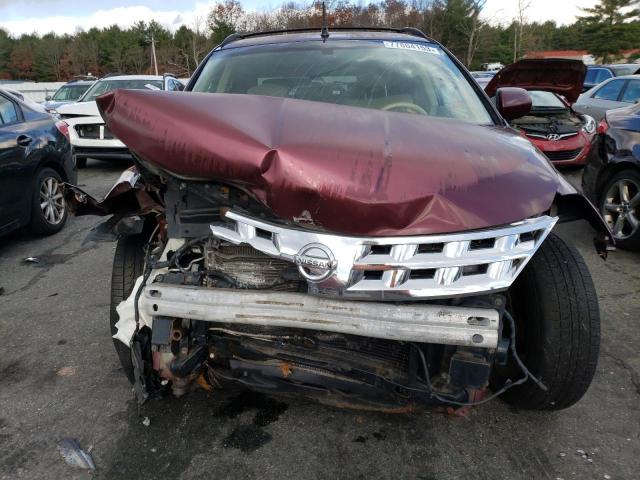 JN8AZ08W45W403572 - 2005 NISSAN MURANO SL MAROON photo 5