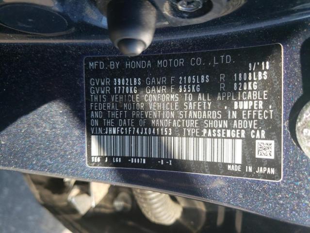 JHMFC1F74JX041153 - 2018 HONDA CIVIC EXL გრაფიტი ფოტო 13