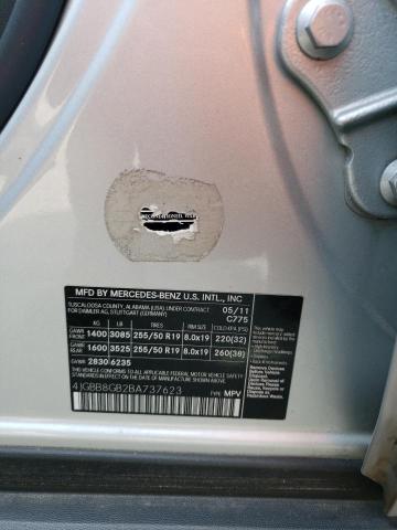 4JGBB8GB2BA737623 - 2011 MERCEDES-BENZ ML 350 4MATIC SILVER photo 12