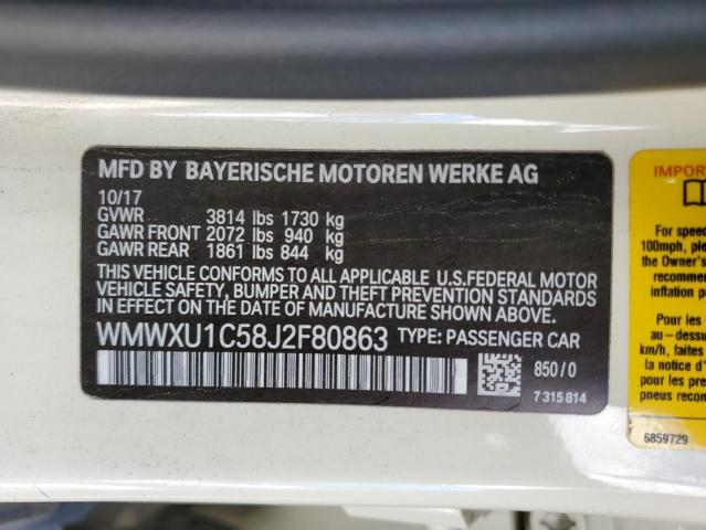 WMWXU1C58J2F80863 - 2018 MINI COOPER TAN photo 12