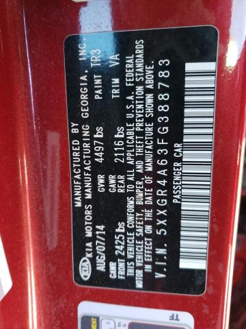 5XXGR4A63FG388783 - 2015 KIA OPTIMA SX RED photo 13