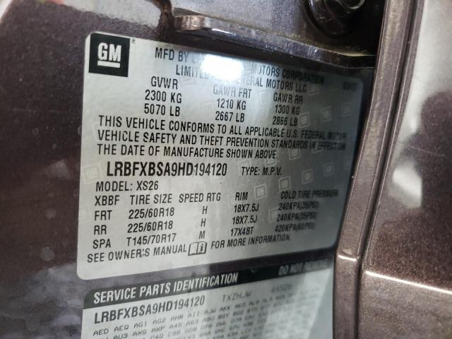 LRBFXBSA9HD194120 - 2017 BUICK ENVISION ESSENCE PURPLE photo 14