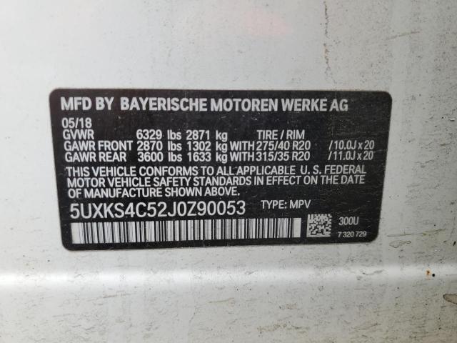 5UXKS4C52J0Z90053 - 2018 BMW X5 XDRIVE35D WHITE photo 12