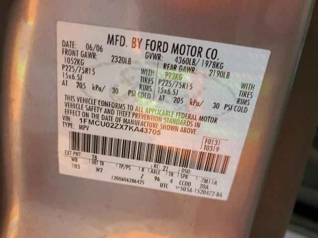 1FMCU02ZX7KA43705 - 2007 FORD ESCAPE XLS GRAY photo 13