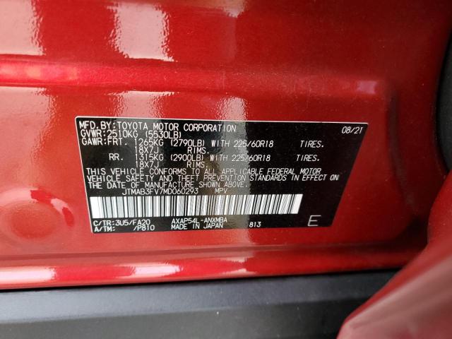 JTMAB3FV7MD060293 - 2021 TOYOTA RAV4 PRIME SE RED photo 13