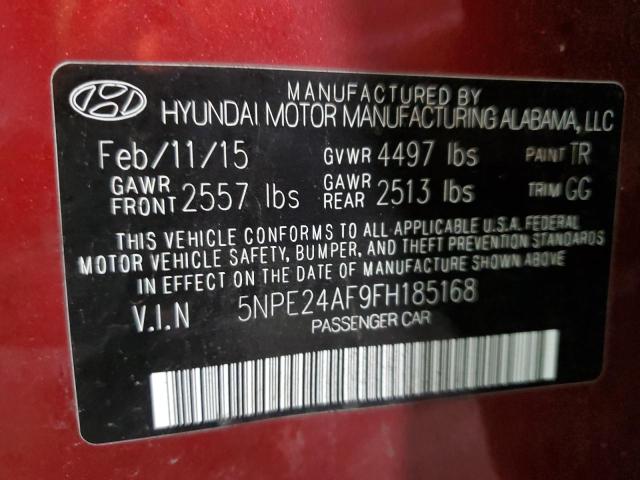 5NPE24AF9FH185168 - 2015 HYUNDAI SONATA SE RED photo 12