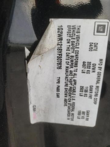 1G2WR1218YF307876 - 2000 PONTIAC GRAND PRIX GTP Qara foto 12