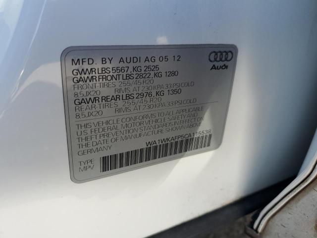 WA1WKAFP5CA115538 - 2012 AUDI Q5 PRESTIGE 白色 照片 13
