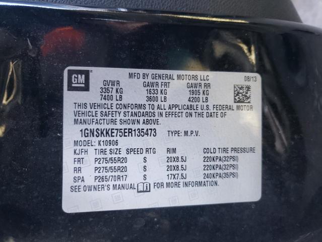 1GNSKKE75ER135473 - 2014 CHEVROLET SUBURBAN K1500 LTZ BLACK photo 13