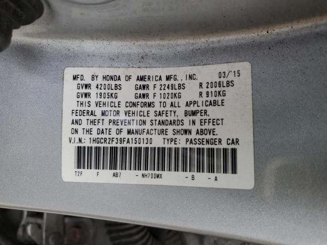 1HGCR2F39FA150130 - 2015 HONDA ACCORD LX GRAY photo 12