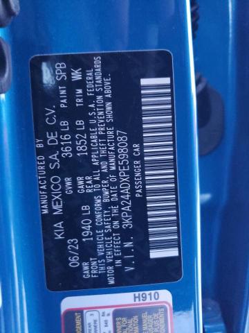 3KPA24ADXPE598087 - 2023 KIA RIO LX BLUE photo 12