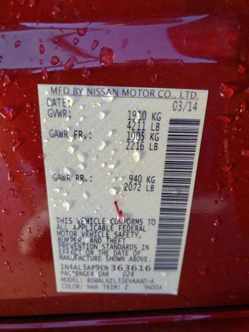 1N4AL3AP9EN363616 - 2014 NISSAN ALTIMA 2.5 RED photo 12