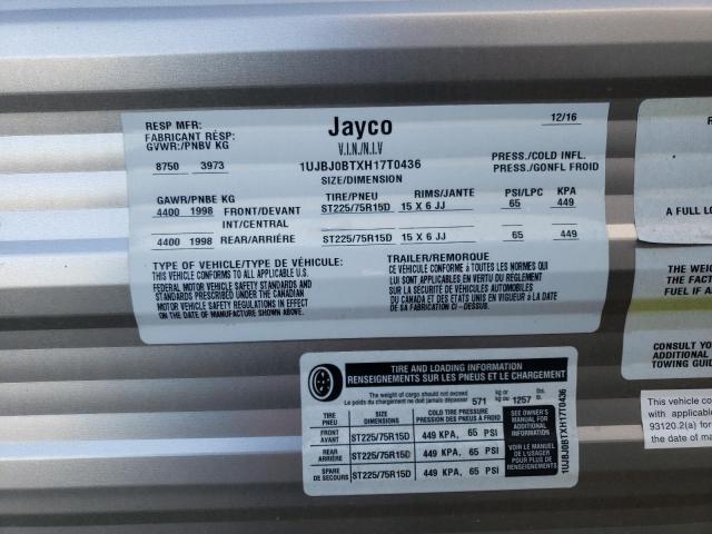 1UJBJ0BTXH17T0436 - 2017 JAYCO TRVL TRL WHITE photo 10