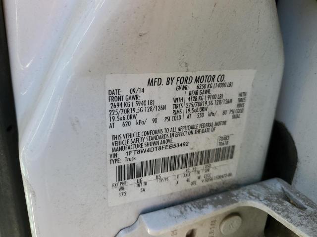 1FT8W4DT8FEB53492 - 2015 FORD F450 SUPER DUTY WHITE photo 10