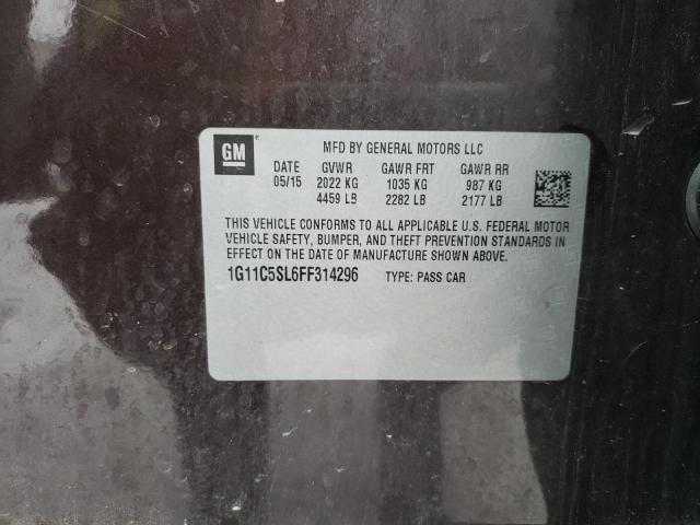 1G11C5SL6FF314296 - 2015 CHEVROLET MALIBU 1LT 紫色 照片 12