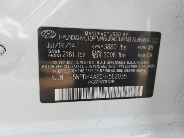 5NPDH4AE0FH562035 - 2015 HYUNDAI ELANTRA SE WHITE photo 12