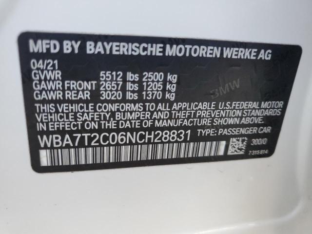 WBA7T2C06NCH28831 - 2022 BMW 740 I WHITE photo 12