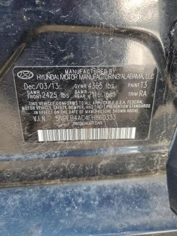 5NPEB4AC4EH860333 - 2014 HYUNDAI SONATA GLS BLACK photo 13