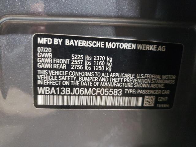 WBA13BJ06MCF05583 - 2021 BMW 530 XI GRAY photo 12