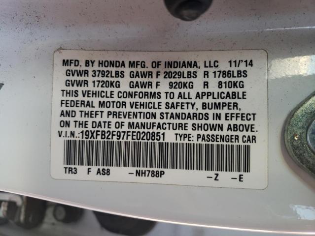 19XFB2F97FE020851 - 2015 HONDA CIVIC EXL თეთრი ფოტო 13