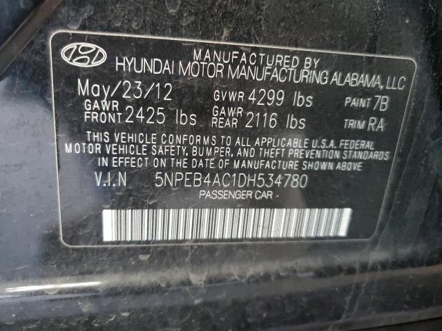 5NPEB4AC1DH534780 - 2013 HYUNDAI SONATA GLS BLACK photo 12