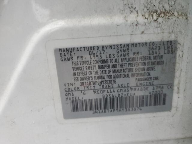 3N1AB7AP9HY353876 - 2017 NISSAN SENTRA S WHITE photo 12