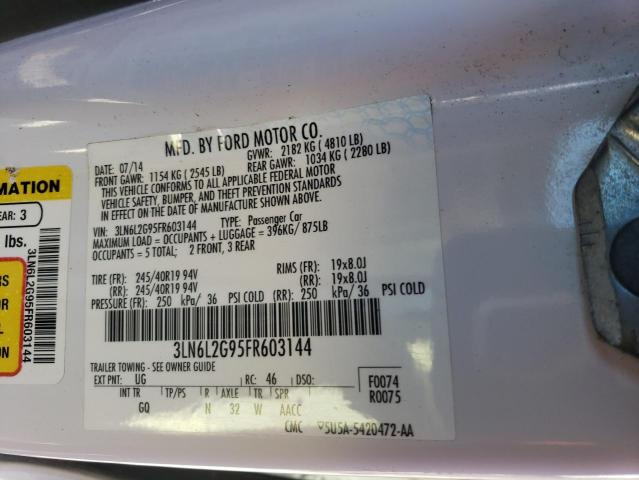 3LN6L2G95FR603144 - 2015 LINCOLN MKZ WHITE photo 12