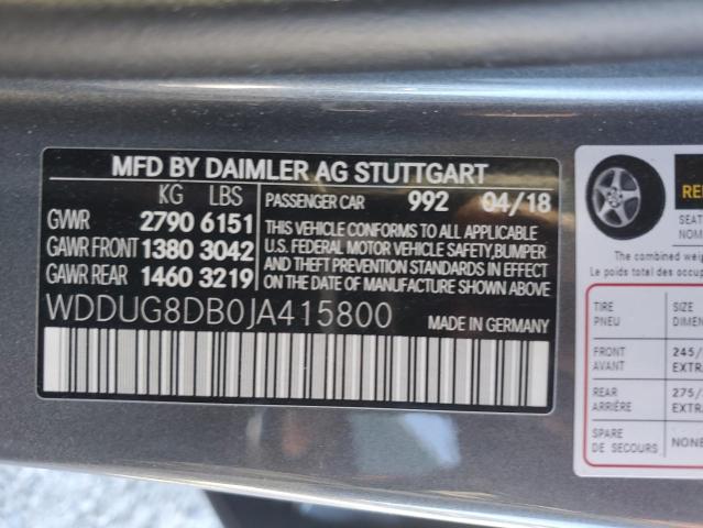 WDDUG8DB0JA415800 - 2018 MERCEDES-BENZ S 560 GRAY photo 12