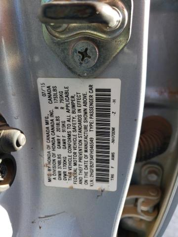 2HGFB2F54FH546549 - 2015 HONDA CIVIC LX SILVER photo 12