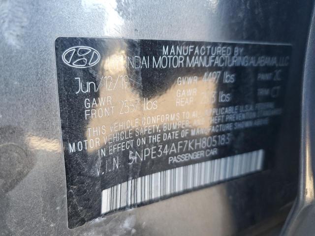 5NPE34AF7KH805183 - 2019 HYUNDAI SONATA LIMITED GRAY photo 12