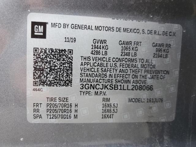 3GNCJKSB1LL208066 - 2020 CHEVROLET TRAX LS GRAY photo 12