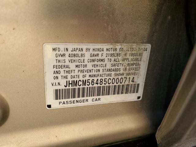 JHMCM56485C000714 - 2005 HONDA ACCORD LX TAN photo 12