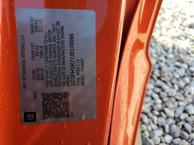 1G1FH1R77J0170066 - 2018 CHEVROLET CAMARO SS ORANGE photo 13