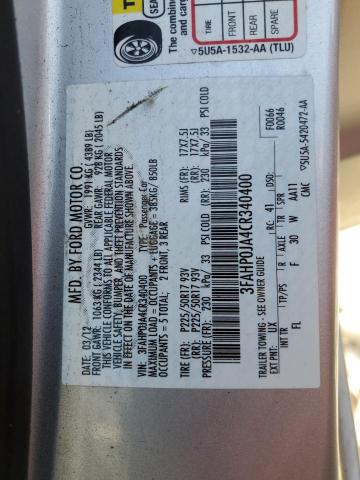 3FAHP0JA4CR340400 - 2012 FORD FUSION SEL SILVER photo 13