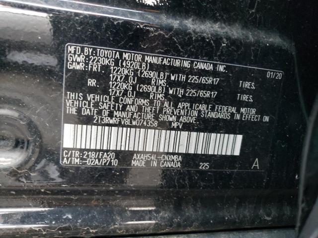 2T3RWRFV8LW074358 - 2020 TOYOTA RAV4 XLE BLACK photo 13