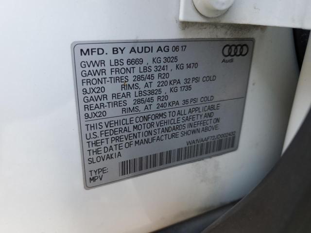 WA1VAAF72JD002432 - 2018 AUDI Q7 PRESTIGE 白色 照片 14