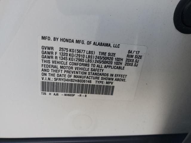 5FRYD4H82HB036146 - 2017 ACURA MDX ADVANCE WHITE photo 13