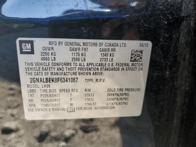 2GNALBEK8F6341087 - 2015 CHEVROLET EQUINOX LT BLACK photo 13