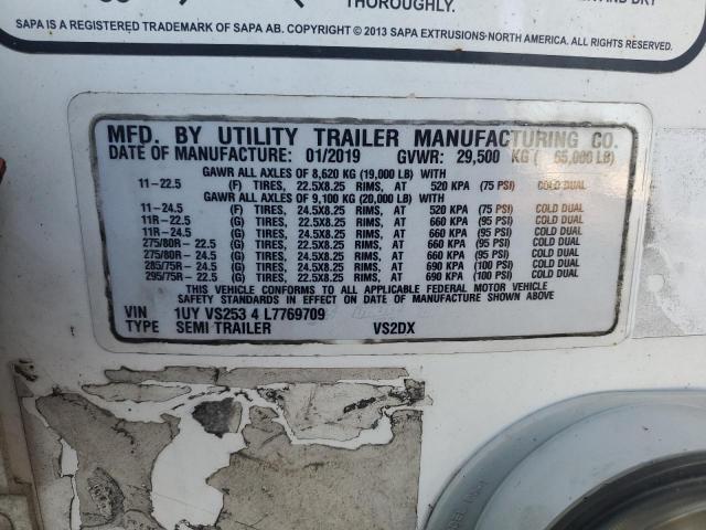 1UYVS2534L7769709 - 2020 UTILITY DRY VAN WHITE photo 10