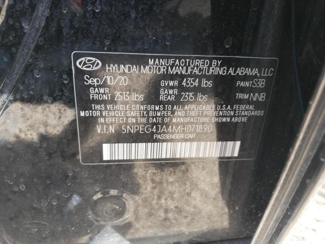 5NPEG4JA4MH071890 - 2021 HYUNDAI SONATA SE BLACK photo 12