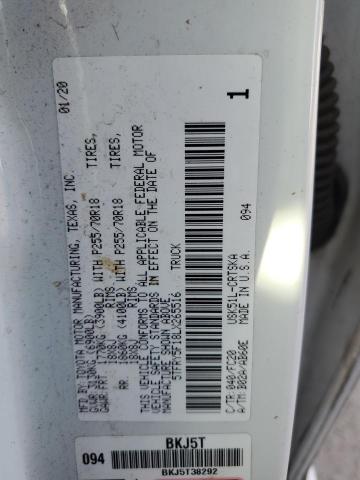 5TFRY5F18LX265516 - 2020 TOYOTA TUNDRA DOUBLE CAB SR/SR5 WHITE photo 12