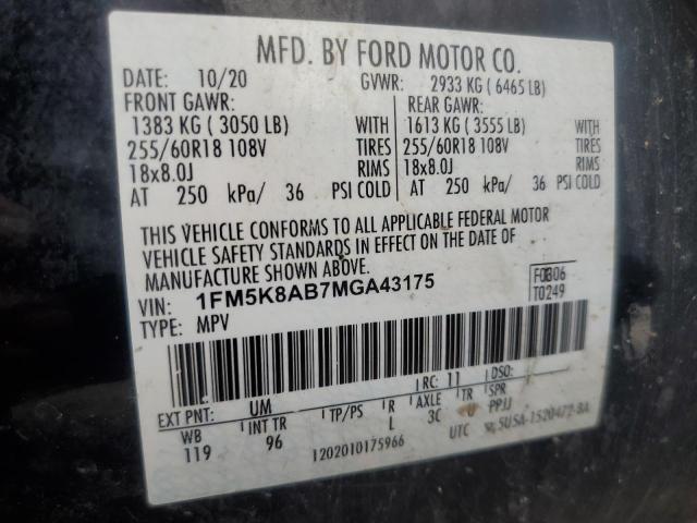 1FM5K8AB7MGA43175 - 2021 FORD EXPLORER POLICE INTERCEPTOR 黑色 照片 13