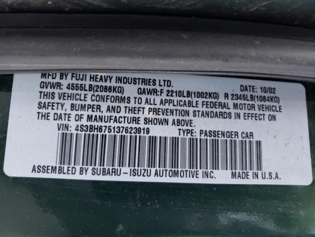 4S3BH675137623919 - 2003 SUBARU LEGACY OUTBACK AWP 绿色 照片 13
