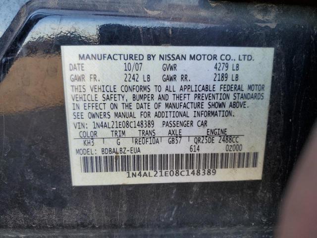 1N4AL21E08C148389 - 2008 NISSAN ALTIMA 2.5 BLACK photo 13