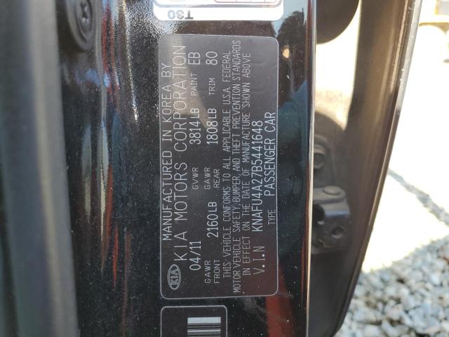 KNAFU4A27B5441648 - 2011 KIA FORTE EX BLACK photo 12