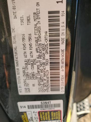 5TFRZ5CN9KX079129 - 2019 TOYOTA TACOMA ACCESS CAB შავი ფოტო 12