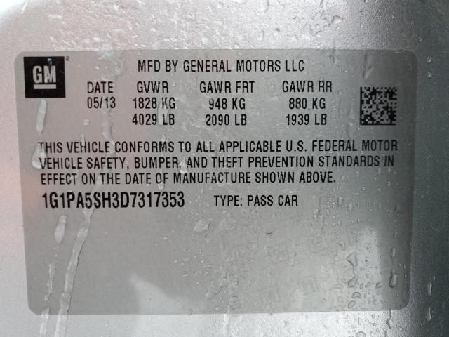 1G1PA5SH3D7317353 - 2013 CHEVROLET CRUZE LS SILVER photo 12