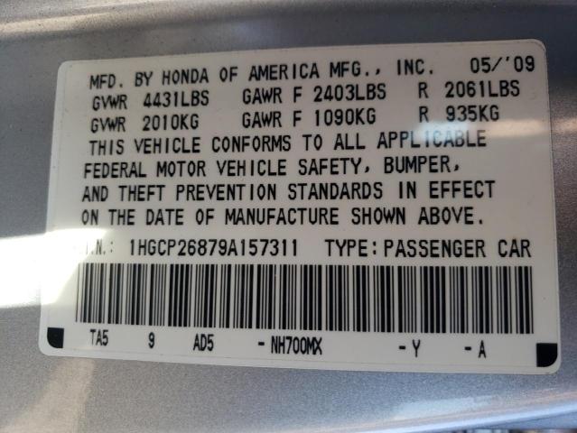 1HGCP26879A157311 - 2009 HONDA ACCORD EXL SILVER photo 12