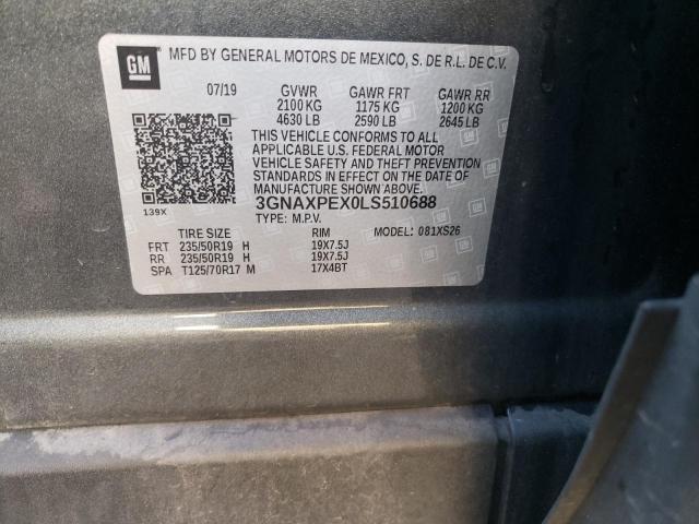 3GNAXPEX0LS510688 - 2020 CHEVROLET EQUINOX PREMIER GRAY photo 12