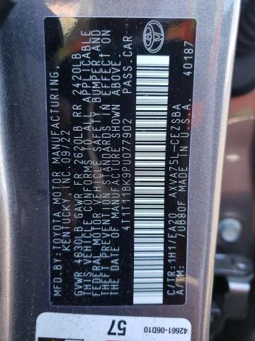 4T1T11BK9PU077902 - 2023 TOYOTA CAMRY SE NIGHT SHADE GRAY photo 12